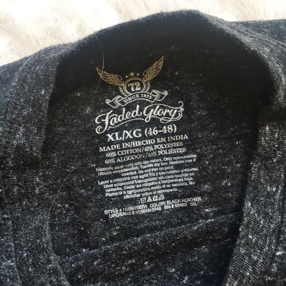 Faded Glory Men’s Black Heather Short Sleeve Tee - Picture 3 of 5